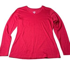 Segments Woolmark 100% Merino Wool Womens Long Sleeve V Neck Top Red Size Large